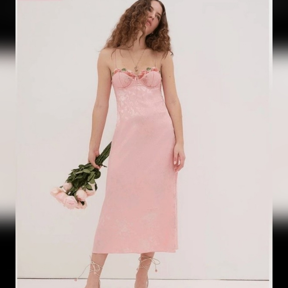 FOR LOVE & LEMONS Lola Midi Dress Blush Pink  XXS